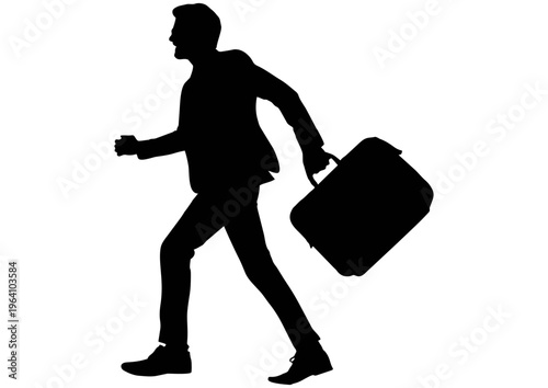 走るビジネスマンのシルエット