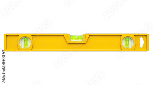 Yellow spirit level tool isolated on transparent background