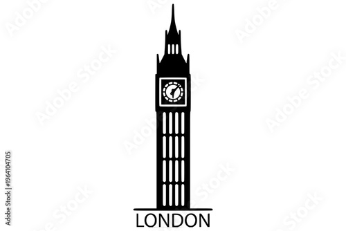 Iconic Big Ben clock tower in London, a famous vector illustration landmark