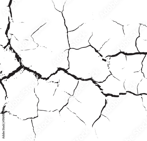 Black and white texture of deep surface cracks on a dry ground or weathered wall background