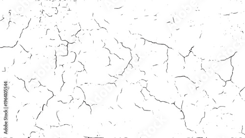 Black and white texture with thin irregular cracks on a plain surface
