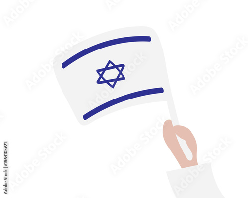 Hand holding Israel flag, Blue White Israel Independence day vector design