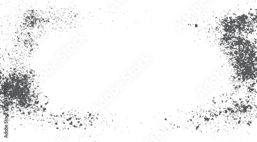 Cuadro en lienzo Dark grey charcoal dust particles scattered on a white background frame