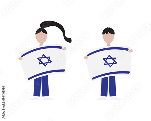 People holding Israel flag, Blue White Israel Independence day vector design
