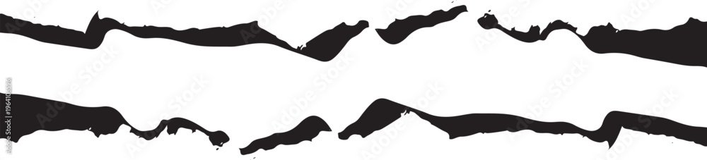 Obraz premium Two horizontal black ink brush strokes on a plain white background
