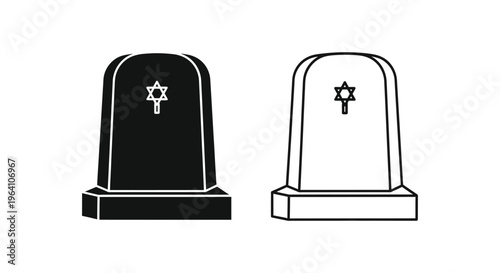 Jewish tombstones, Star of David gravestones, black and white icons