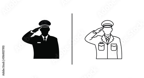 Military salute, soldier saluting, army officer icon