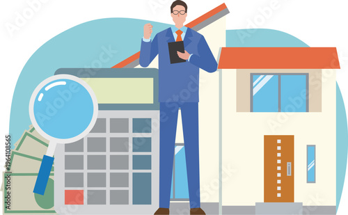 戸建て住宅と男性