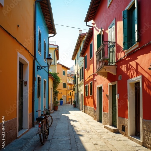 Charming Colorful Alleyway in a Mediterranean Village