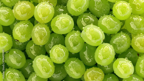 Close Up Bunch of Green Grapes with Glossy Fresh Texture, Generative AI