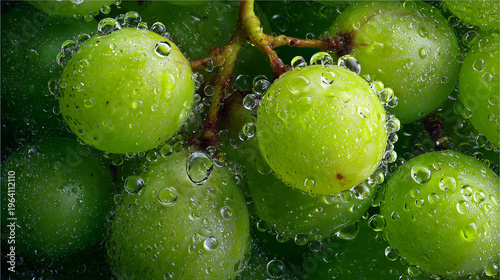 Juicy Green Grapes Close Up with Natural Dew on the Skin, Generative AI