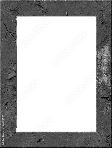 Rectangular frame with weathered grey cracked stone texture and white center space