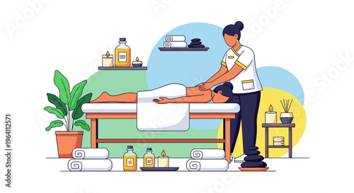 Woman receiving a relaxing massage from a therapist.