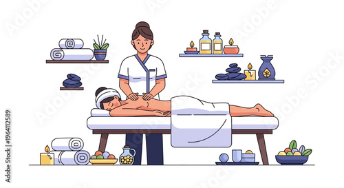 Woman receiving a relaxing massage from a therapist.