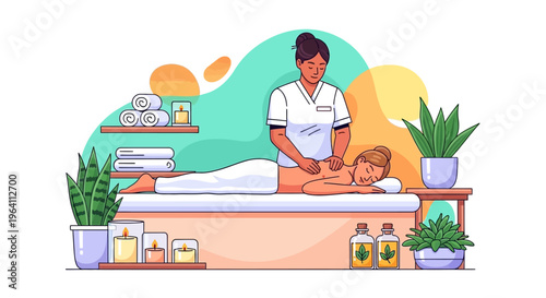 Woman receiving therapeutic massage from professional therapist.