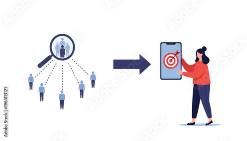Targeting specific audience members through digital engagement on mobile devices Vector