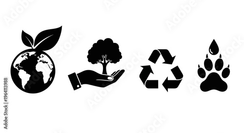 Eco friendly icons for conservation and sustainability.