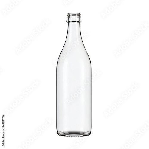 Empty clear glass bottle isolated on transparent background