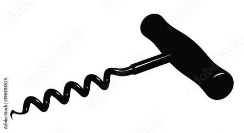 A black silhouette of a classic corkscrew simple and elegant silhouette