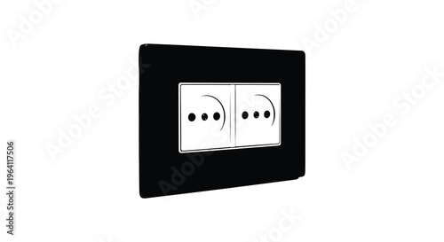 A black electrical switch plate with two white switches silhouette