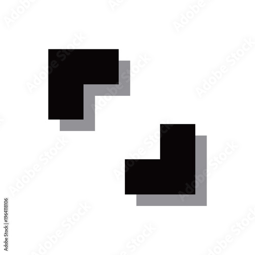 黒塗りのシルエットに影が付いたコーナー素材