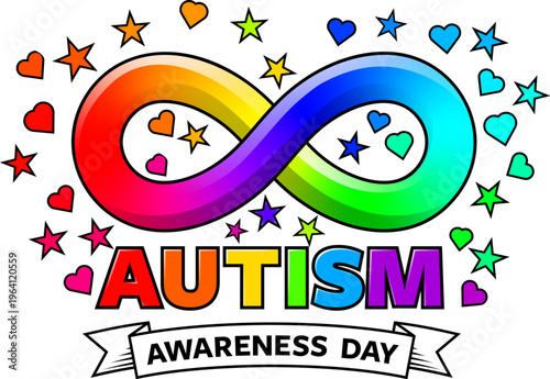 An autism awareness day rainbow infinity symbol illustration
