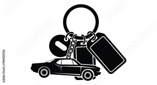 A black silhouette of keys with a car charm attached