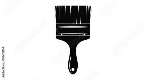 A black paintbrush depicted as a striking minimalist silhouette