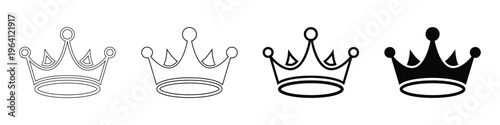 Four different crown illustrations in various styles