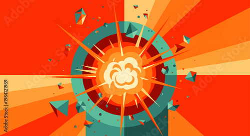 explosion and burst of creative idea within an abstract mind illustration symbolizing a breakthrough or mental spark.