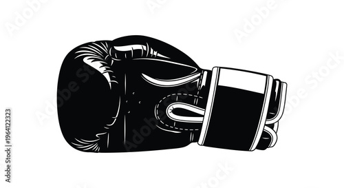 A detailed black silhouette of a boxing glove showcasing strength