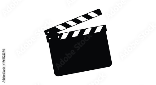 Black clapperboard with open flaps a striking visual silhouette