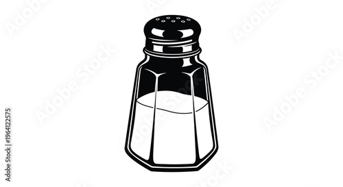Black and white illustration of a salt shaker distinct silhouette