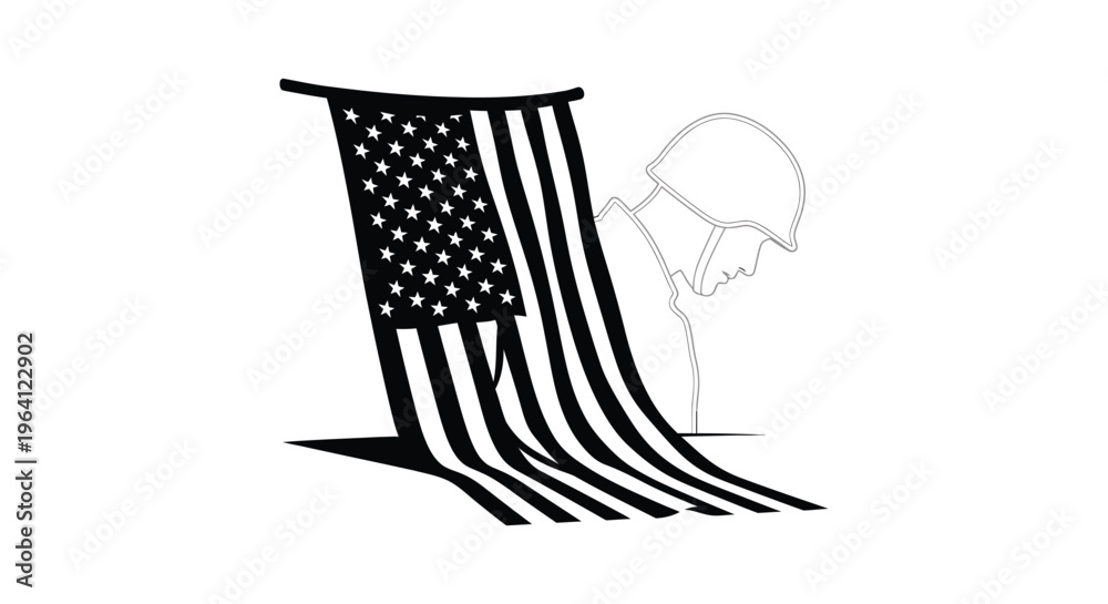 Fototapeta premium American flag, waving flag, patriotism symbol, vector illustration