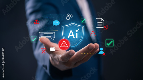 Fotografie AI risk management and cybersecurity concept