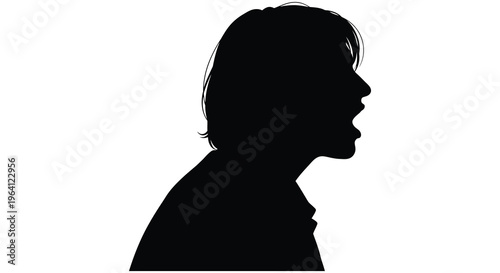 A dramatic side profile of a woman shouting a bold silhouette