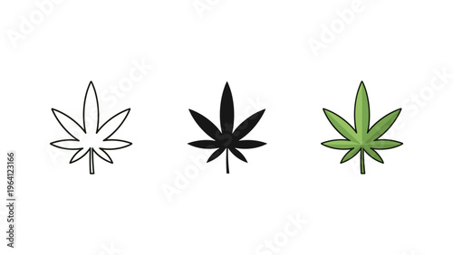 cannabis leaf set in flat design vector illustration