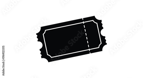 A black ticket stub with a jagged edge presented as a silhouette