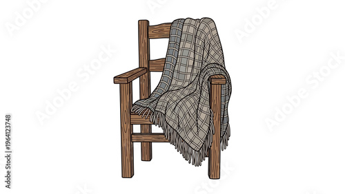 An antique brown wooden armchair with a vintage design sits isolated on a white background as a comfortable piece of retro home furniture