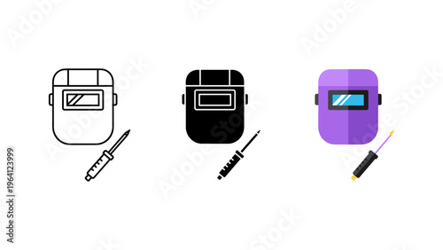 three stylized toasters with pencils vector illustration flat design