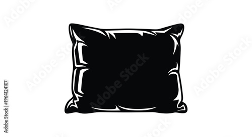 A black pillow illustration with a distinct solid silhouette