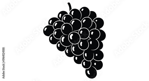 A black bunch of grapes depicted as a striking silhouette