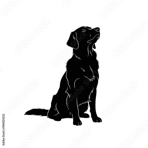 Minimalist Silhouette of a Golden Retriever Dog Sitting Alert