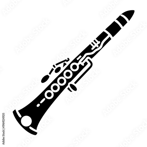 alto clarinet silhouette icon illustration for woodwind music instrument orchestra band and performance design