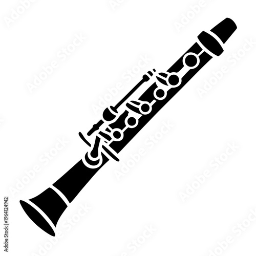 oboe silhouette icon illustration for woodwind music instrument orchestra band and performance design