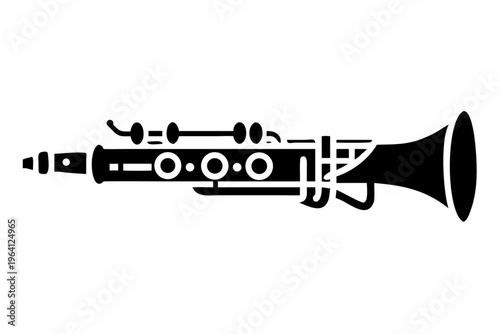 alto clarinet silhouette illustration for woodwind music instrument orchestra band and performance design