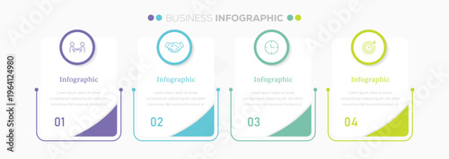 Business Infographic design with icons and 4 four options or steps. Square tab paper template. Vector illustration 