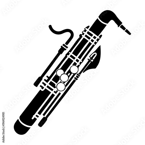 contrabassoon silhouette icon illustration for woodwind music instrument orchestra band and performance design