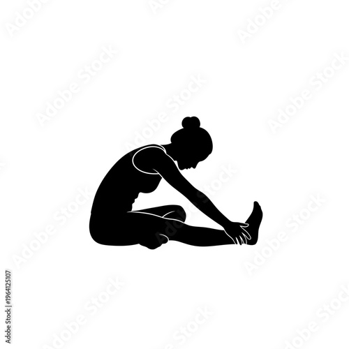 Minimalist Silhouette of a Person Doing a Seated Forward Bend Stretch