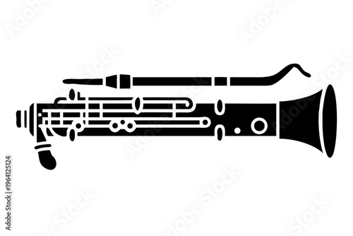 bassoon silhouette illustration for woodwind music instrument orchestra band and performance design